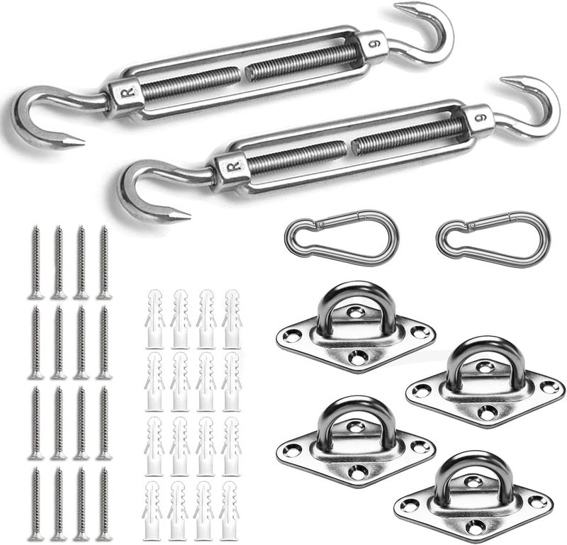 SUNNY GUARD Sun Shade Sail 304 Stainless Steel Hardware Kit 6 Inch for Rectangle Shade Sail Installation for Backyard Yard Deck Patio Garden - Image 1